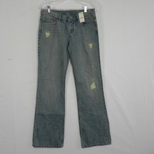 Express Jeans Womens 4 Regular X2 Flare Leg Distressed Denim Cotton Blue NWT